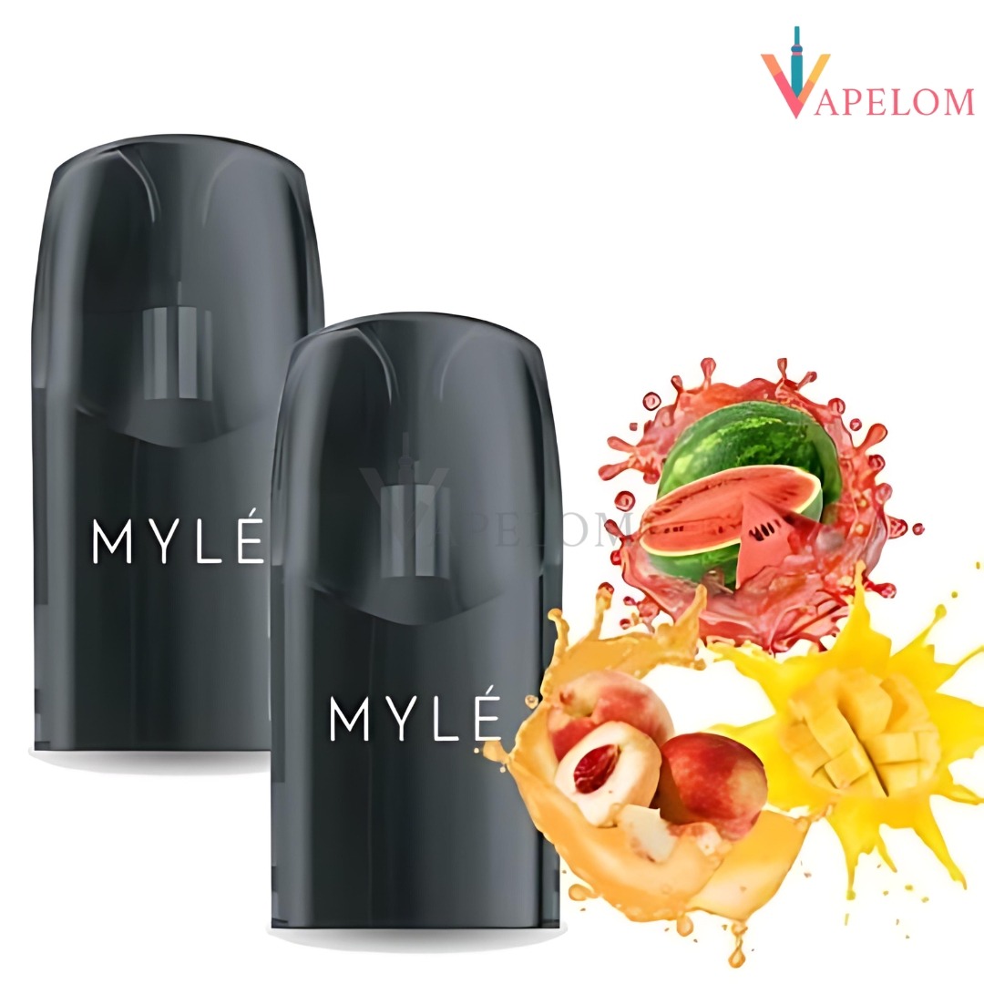Peach Mango Watermelon MYLE Meta V5 Pod - Best Deals in Dubai | Vapelom Peach Mango Watermelon MYLE Meta V5 Pod