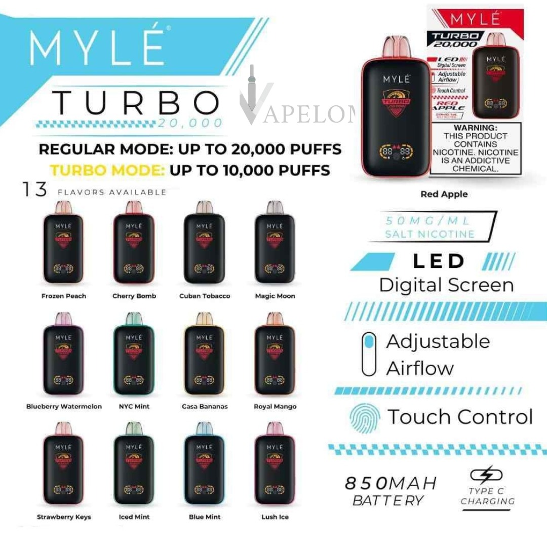 MYLE-TURBO-20000-Puffs-Price-in-UAE MYLE Turbo 20000 Puffs 50MG Disposable Vape in Dubai - Image 1