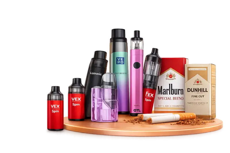 Vape products and cigarettes available at Vapelom Dubai
