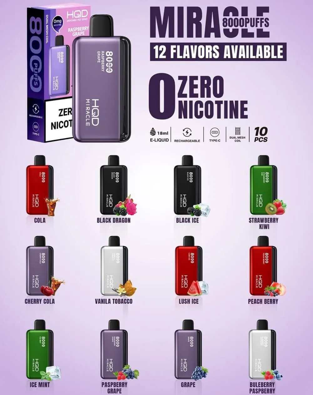 HQD Miracle 8000 Puffs HQD Miracle 8000 Puffs